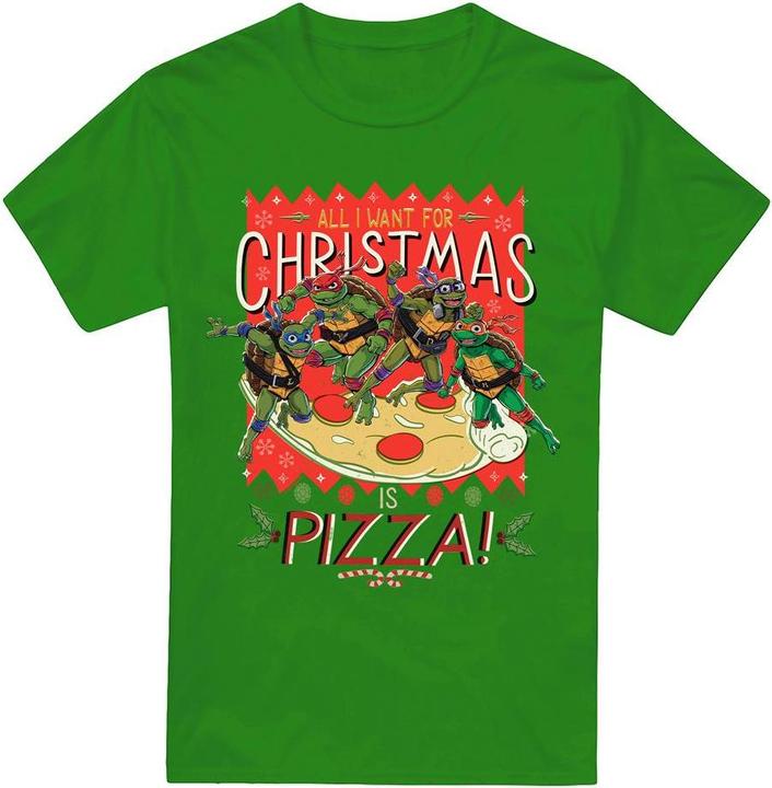 Image du produit Teenage Mutant NT - T-shirt ALL WANT FOR CHRISTMAS IS PIZZA - Homme (S)
