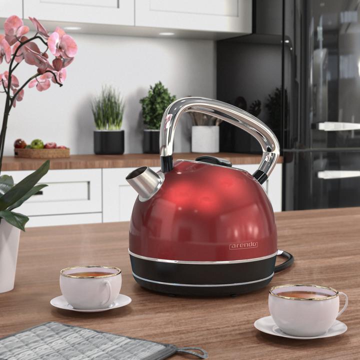 Immagine prodotto Arendo Bollitore da 1,7 l, 2200 W, acciaio inox, stile retrò, vintage, protezione contro il (1.70 l)