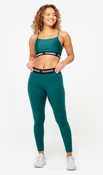 Image du produit Decathlon Soutien-gorge de sport Bustier Femme fines bretelles croisées - turquoise (M)