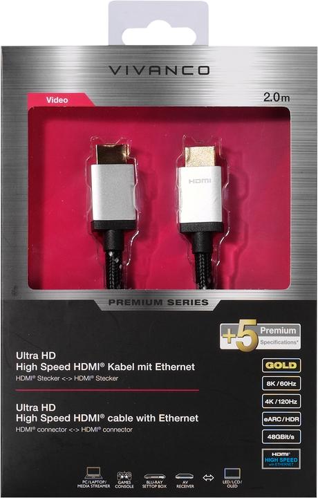 Actual product image Vivanco Ultra Highspeed Cable with Ethernet (2 m, HDMI)