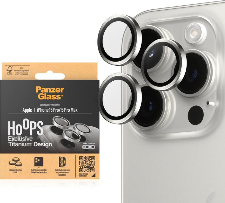 Produktbild PanzerGlass Hoops Camera Lens Protector (1 Stück, Apple iPhone 15 Pro Max, Apple iPhone 15 Pro)