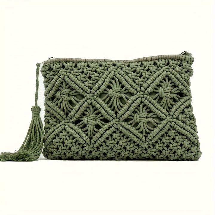 Only-Bags.Store Straw Woven Clutch Bag, Hollow Out Clutch Purse, Casual Summer Beach Travel Purse