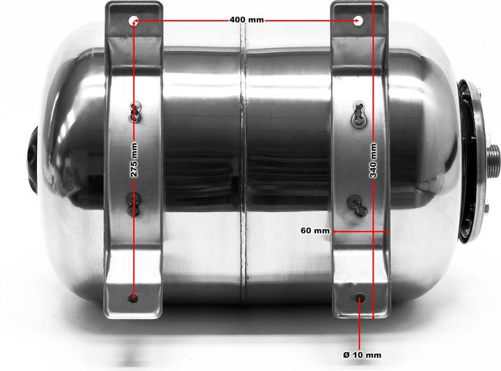Image du produit Wiltec 100L INOX Réservoir pression à vessie pour la surpression domestique cuve ballon, suppresseur pompe (Pompe à eau domestique)