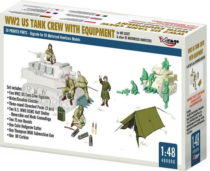 Actual product image Mirage Hobby WW2 US TANK CREW WITH EQUIPMENT for M8 SCOTT & other US MOTORISED HOWITZERS