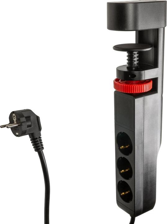 Produktbild FeinTech MD833 Steckdosenleiste klemmbar | 3x Steckdosen | 2x USB-A QC 18W | 1x USB-C PD 20W | 3m | Schwarz (3 x, 3-Polig, 3 m)