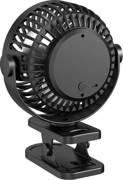 Actual product image Blow Table fan with clip 15 cm USB + rechargeable battery black