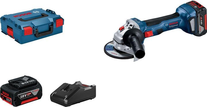 Angle grinder, 2 x battery pack, Fast charger
