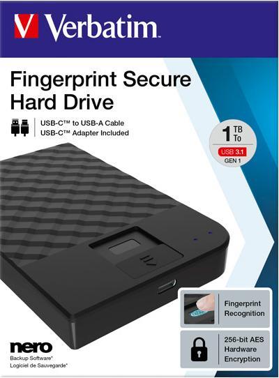 Image du produit Verbatim Fingerprint Secure 1 To USB 3.1 Gen 1 Gen 1 USB-C (1 To)