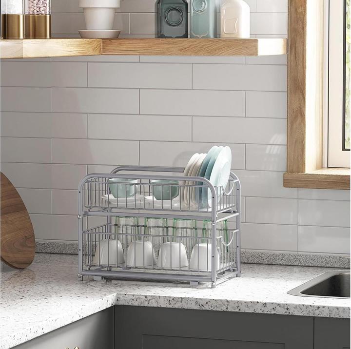 Image du produit Songmics Étagère de cuisine 2 tiroirs Argent