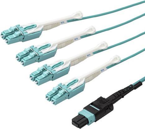 Image du produit StarTech MPO8LCPL2M Câble à fibre optique MPO/MTP 8x LC OM3 Couleur Aqua (2 m)