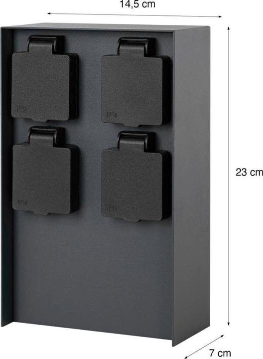 Actual product image Grafner Socket column black with 4 outdoor sockets stainless steel garden socket energy column