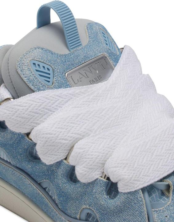 Actual product image Lanvin curb sneakers in leather and mesh color denim blue (42)