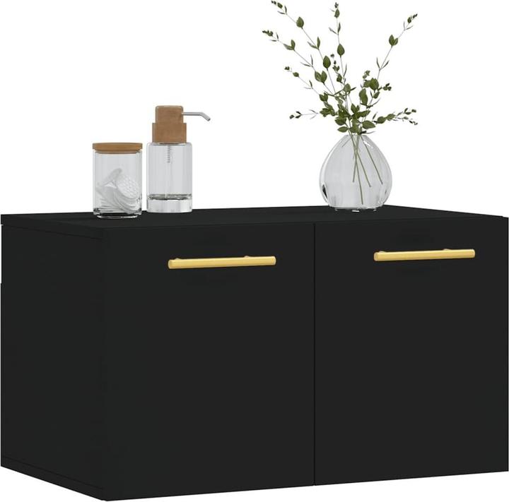 Image du produit VidaXL Wandschrank Schwarz 60x36,5x35 cm Holzwerkstoff, Farbe (60 x 36,5 x 35 cm)