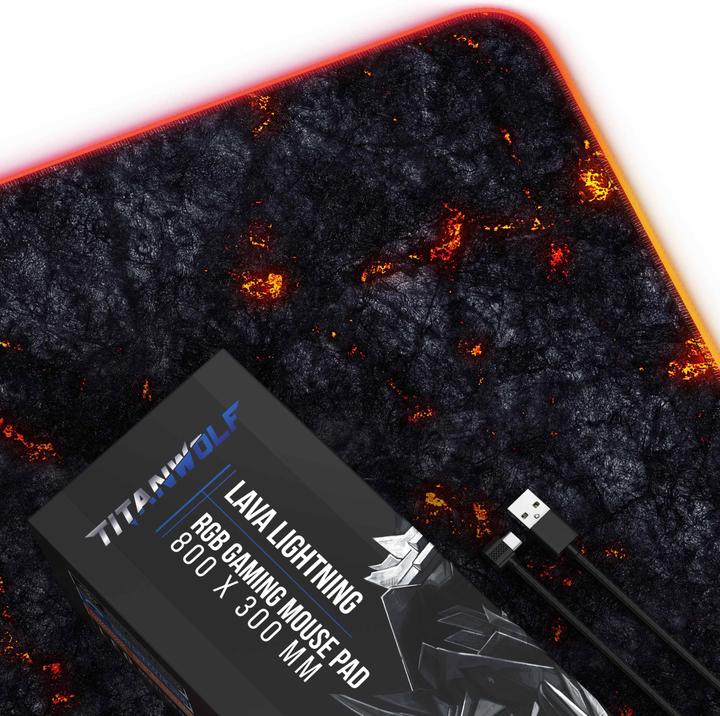 Immagine prodotto Titanwolf Tappetino per mouse da gioco RGB, tappetino per mouse XL 800 x 300 mm migliora la precisione e la