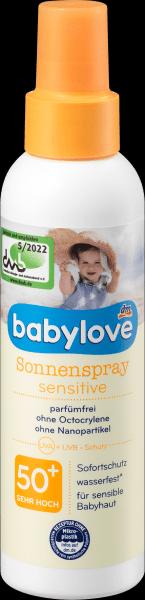 dm babylove Sonnenspray sensitiv (Sonnenspray, SPF 50+, 150 ml)