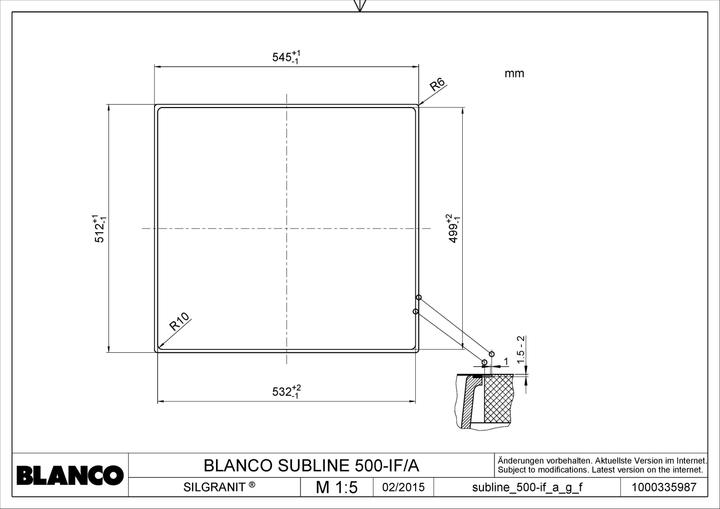 Produktbild Blanco Subline 500-IF/A SteelFrame (Einbauspüle, 54.30 cm, 51 cm)