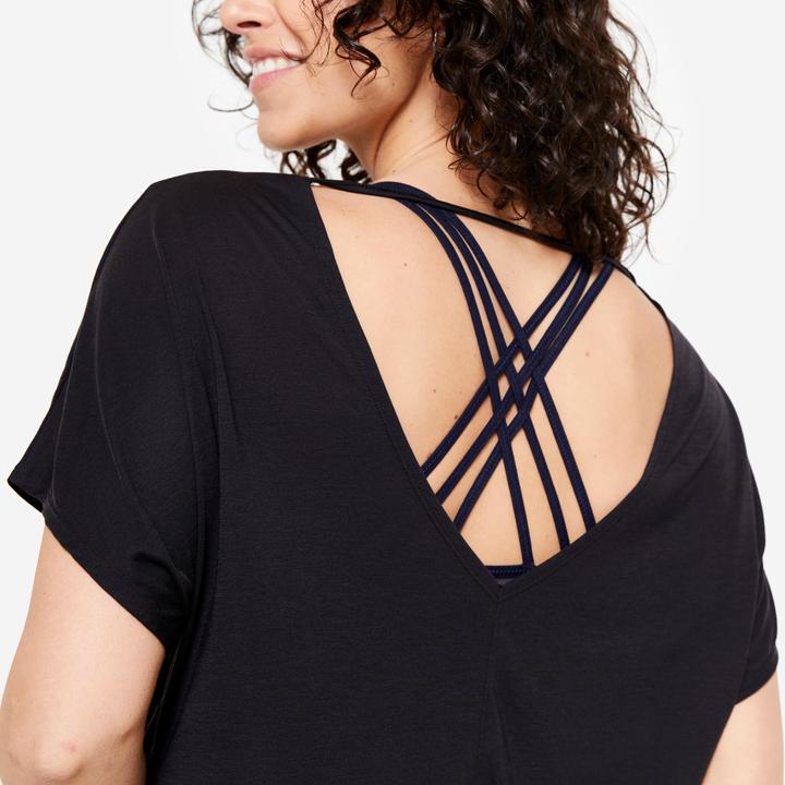 Produktbild Domyos Tanz-Shirt Damen kurzarm fliessend Modern Dance - schwarz (XL)