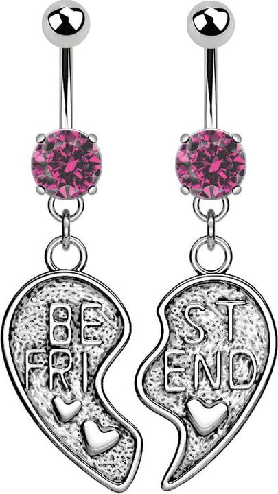 Produktbild Star Piercing Banane silber mit Anhänger Best Friend pink (Messing, Chirurgenstahl 316L)