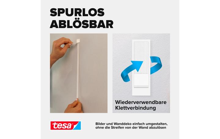 Actual product image tesa Powerstrips CLICK - Velcro adhesive pads - Hanging pictures without drilling - Small 1.8kg - 16 x 2 (20 mm)