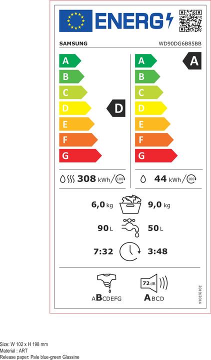 Etichetta energetica Samsung WD90DG6B85BBU3