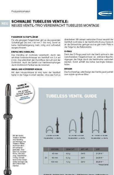 Actual product image Schwalbe tubeless valve