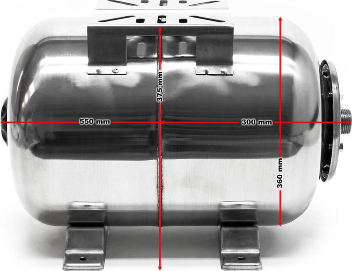 Immagine prodotto Wiltec Caldaia a membrana in acciaio inox 50L Serbatoio di espansione per acquedotti domestici orizzontale (Pompa acqua sanitaria)