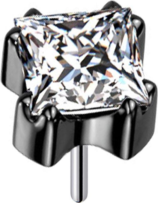 Produktbild Star Piercing Threadless schwarz quadratischer Kristall silber gefasst (ohne MessingTitan G23, ohne MessingChirurgenstahl 316L)