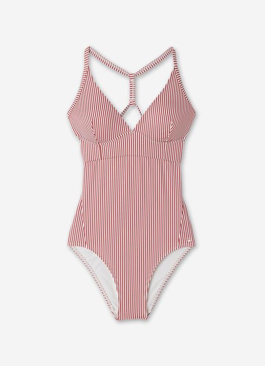 Produktbild Olaian Badeanzug Damen gestreift Bea rot/weiss (40)