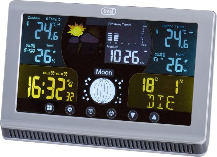 Produktbild Trevi Wetterstation mit grossem LCD-Farbdisplay, Touch-Bedienung, funkgesteuerter 12/24, Barometer