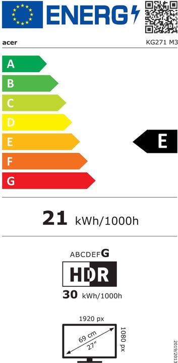 Energie-Label Acer Nitro KG271M3bmiipx (1920 x 1080 Pixel, 27")
