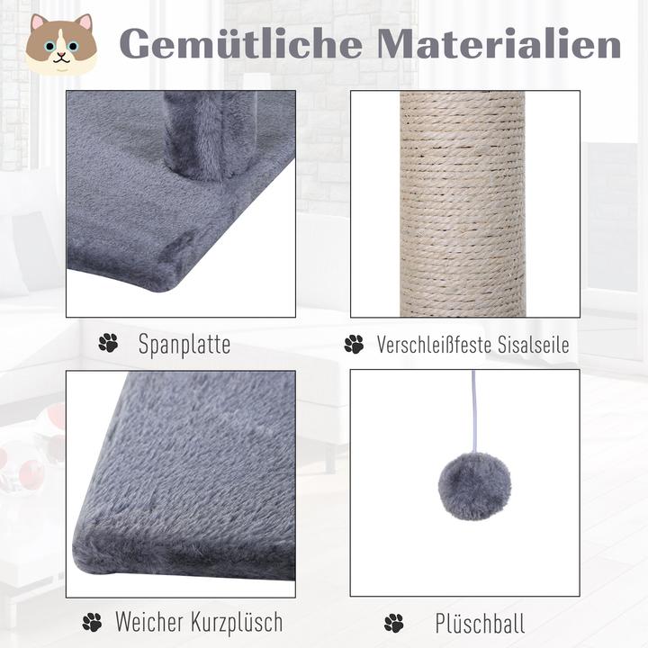 Image du produit PawHut Arbre à chat avec colonnes en sisal (70 cm, Gris)