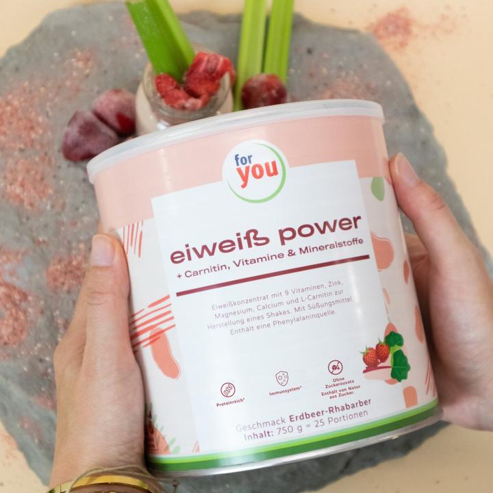 Actual product image For You whey protein isolate - yoghurt raspberry (Strawberry rhubarb, 1 pcs., 750 g)