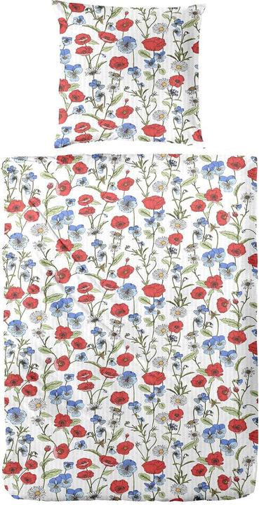 Immagine prodotto Enrico Coss Baumwoll Seersucker Bettwäsche Dresden rot blau (Set di biancheria da letto, 155x220 cm + 80x80 cm)