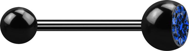 Actual product image Star Piercing Micro barbell black with ball and ball crystal dark blue (without brass, Surgical steel 316L)