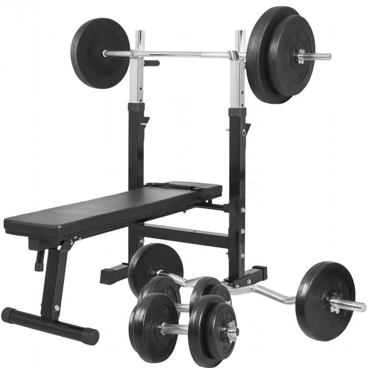 Gorilla Sports Hantelbank mit Ablage und Hantelset