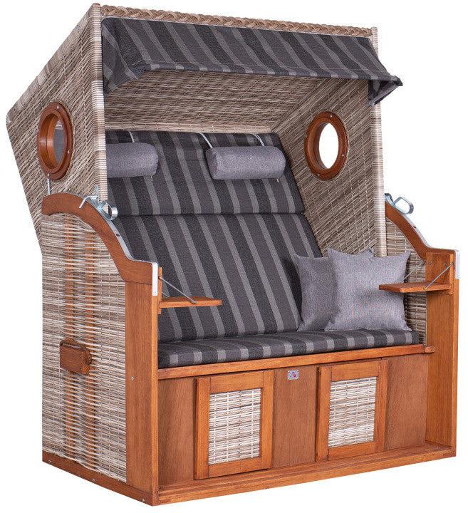 Image du produit dekoVries Strandkorb deVries PURE® Wave XL PE Pinienholz, seashell Des. 402