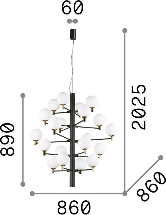 Actual product image Ideal lux COPERNICO G9 pendant light 20x ⌀860mm dimmable black warm white 197333 (G9, 370 lm)