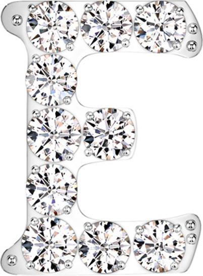 Star Piercing Threadless silber mit Kristallen silber Buchstabe E (ohne Messing, Titan G23)