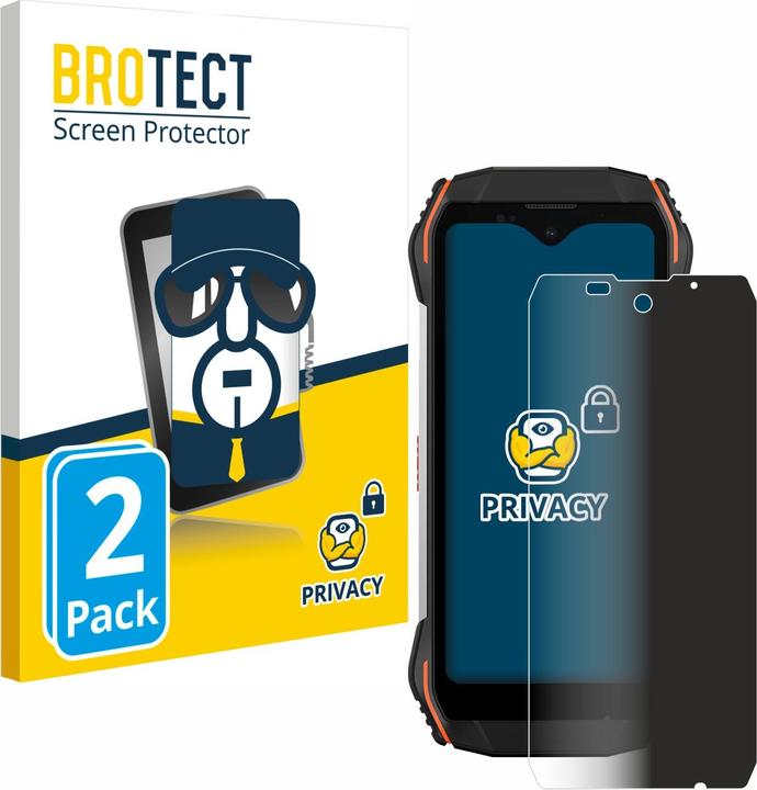 Productafbeelding BROTECT Anti-spionnetje privacyfolie Beschermfolie tegen blauw licht (2 Stuk, Blackview P6000)
