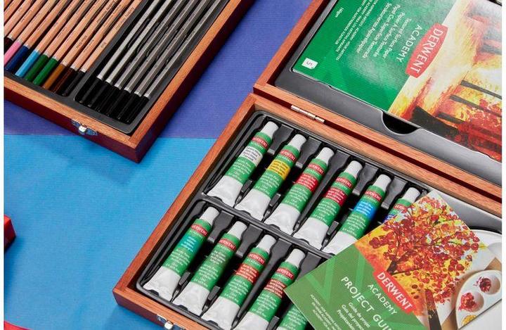 Actual product image Derwent Acrylic Paint Acrylic Wooden Box Multicolored (Multicoloured, 12 ml)