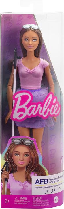 Actual product image Barbie Fashionista doll in purple ruffled skirt
