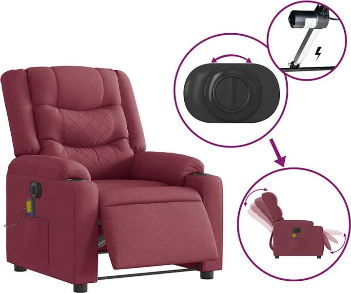 Image du produit VidaXL Fauteuil de massage électrique vin rouge tissu