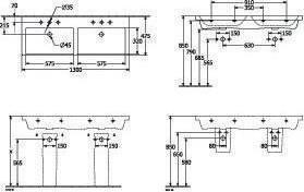 Produktbild Villeroy & Boch V&B Schrank-Doppelwaschtisch SUBWAY 3.0 1300x470mm m ÜL mit HL we C+ (470 mm, 1300 mm)