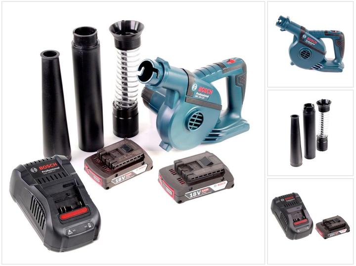 Immagine prodotto Bosch Professional Soffiatore a batteria Bosch GBL 18 V-120 + 2x batteria 18V 2.0 Ah + 1x caricatore GAL 1880 CV (Batteria ricaricabile, Soffiafoglie)