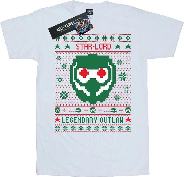 Actual product image Womens/Ladies Guardians Of The Galaxy Vol. 2 Star Lord Fair Isle Cotton Boyfriend T-Shirt (XL)