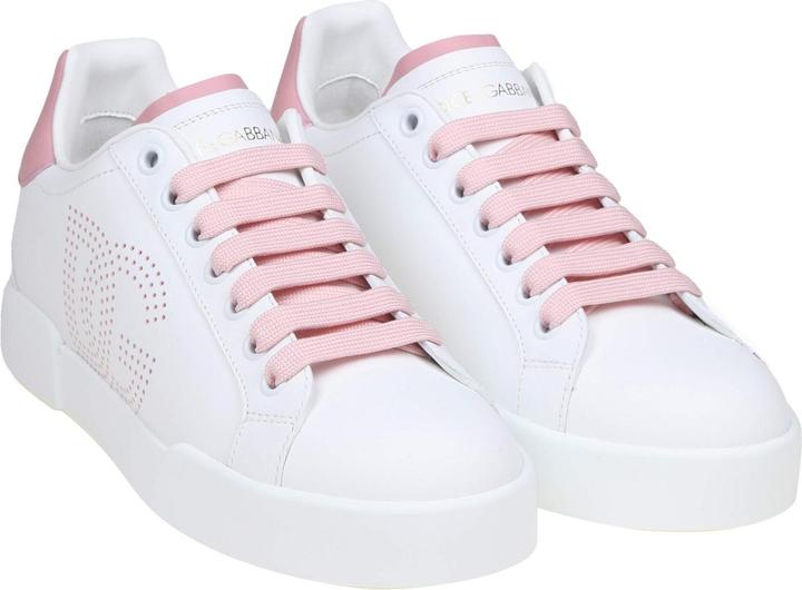 Produktbild Dolce & Gabbana portofino light sneakers in white and pink leather (40)