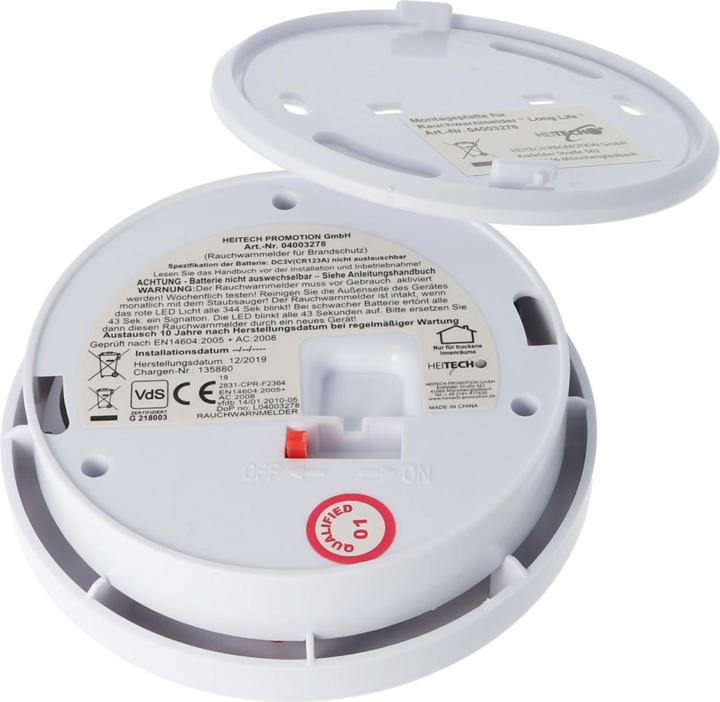 Image du produit Heitech Détecteur de fumée Long life incl. pile lithium 85dB