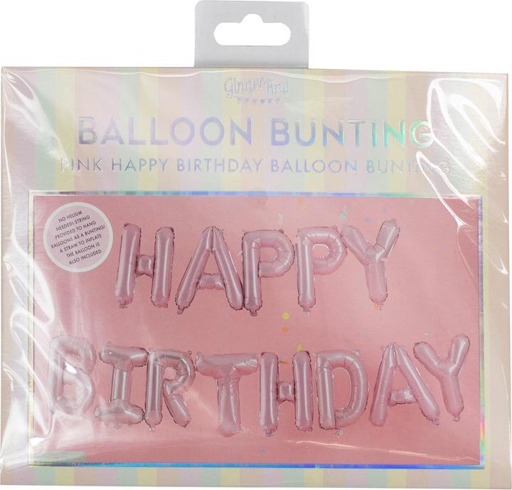 Actual product image Ginger Ray Guirlande de ballons "Joyeux Anniversaire" Rose pastel