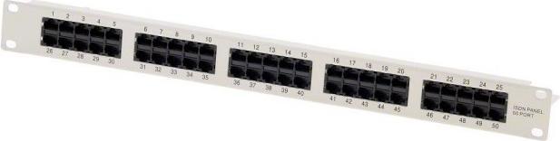 Produktbild Helos CAT 3 ISDN-Patchpanel, 50-Port RJ45-Buchsen 8(4) ungeschirmt (Patchfeld, ungeschirmt)