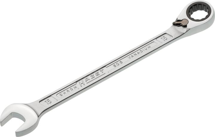 Produktbild HAZET Knarren Ring-Maulschlüssel 606-15 ∙ Aussen Doppel-Sechskant-Tractionsprofil ∙ 15 mm (15 mm)